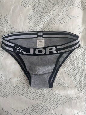 Men's Grey Cotton Jock Brief with Black Waistband